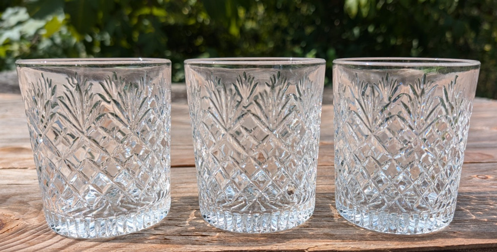 Essex Crystal Double Old Fashioned Whiskey Glasses Tumblers Set of 3